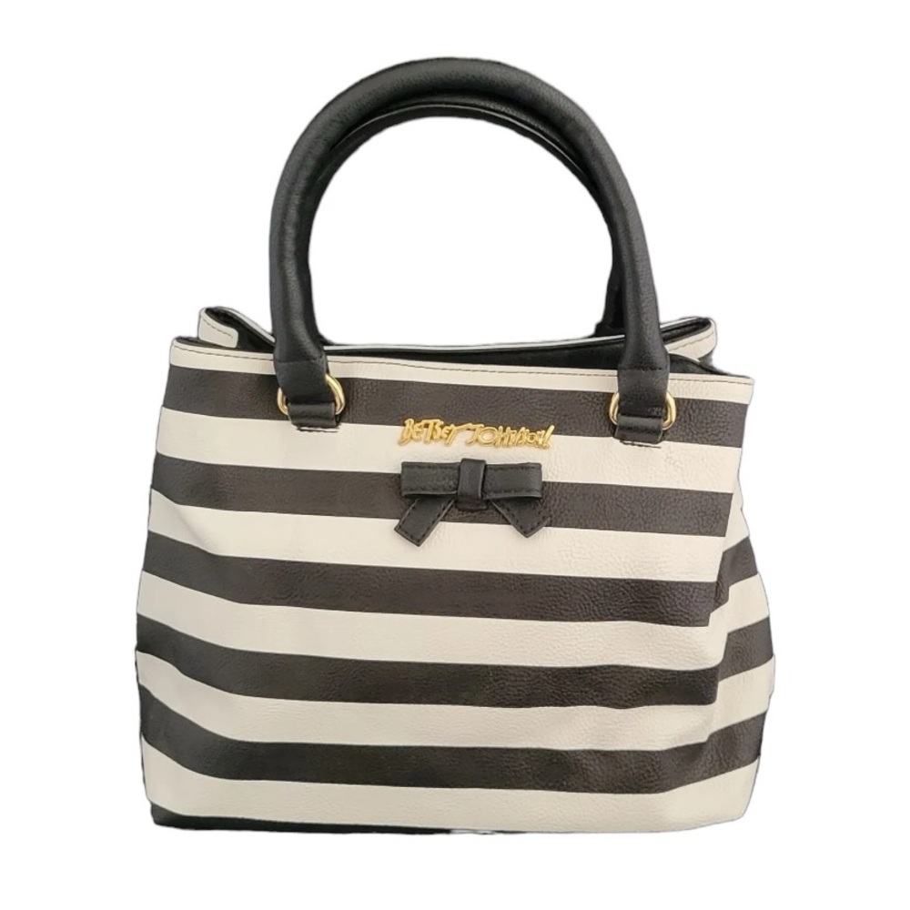 Betsey Johnson Striped Handbacg Crossbody Purse Bag - Picture 3 of 8